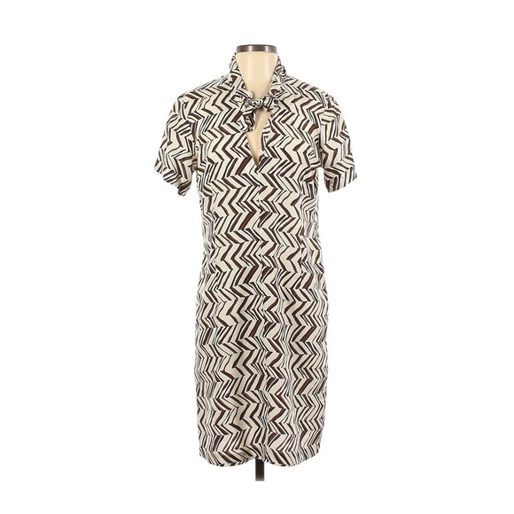 2012 MARNI at H&M Geometric Chevron Herringbone Print Silk Dress - US 4 - Picture 1 of 2